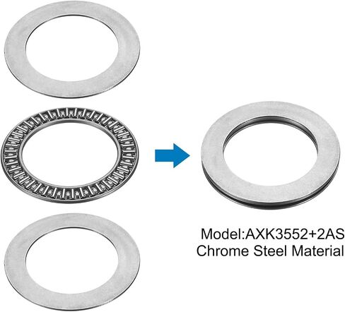 uxcell 10 Sets AXK3552+2AS Thrust Needle Roller Bearings with Washers, 35x52x4mm Chrome Steel Needles Roller Bearing, P5 (ABEC 5) in Saudi Arabia