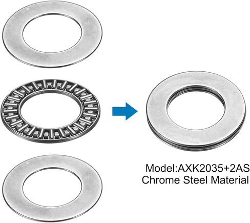 uxcell 10 Sets AXK3552+2AS Thrust Needle Roller Bearings with Washers, 35x52x4mm Chrome Steel Needles Roller Bearing, P5 (ABEC 5) in Saudi Arabia