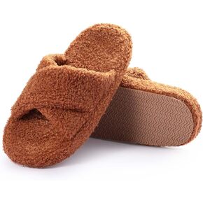 MEJORMEN Women Fuzzy Memory Foam Slippers Furry Faux Fur House Shoes Cozy Soft Plush Bedroom Slippers Flat Non-Slip Slide Slippers