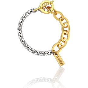 18K Gold Plated Curb Chain Bracelet for Women, Bold Chunky Jewelry Made in Korea