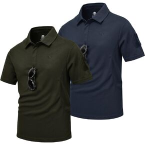 MoFiz Mens Polos Shirt 2PACK Quick-Dry Athletic Short Sleeve Summer Casual Moisture Wicking Golf Shirt Big&Tall S-3XL