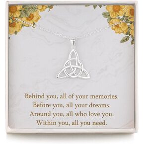 RareLove Graduation Gifts for Her 2022,College High School Graduation Necklace 925 Sterling Silver Good Luck Irish Celtic Knot Triangle Circle Pendant Necklace Birthday Gift for Women Girls