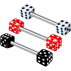 3 قطعة 14 جرام 14 قياس 1.6 مللي متر حلقة اللسان الفولاذية مستقيم الحديد النرد شريط اللسان مجموعة ثقب الجسم in Kuwait