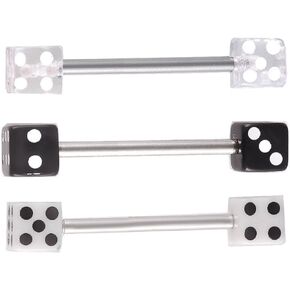 3Pcs 14g 14 gauge 1.6mm steel tongue ring straight barbell Dice tounge bar set Body piercing