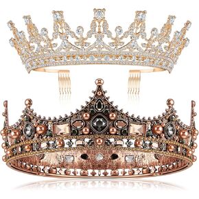 Juexica 2 قطعة تيجان الملك للرجال تاج وتاج للنساء الباروك خمر عقال لحفلة عيد الهالوين حفلة موسيقية (فضية) in Kuwait