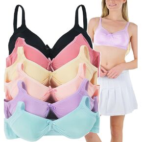 ToBeInStyle Women's Pack of 6 Wire-Free Full Coverage Bras with Pleated Detail