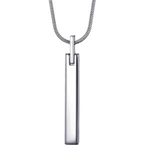 vicima Tungsten Steel Bar Pendant Necklace for Men and Women 24 Inch Snake Chain