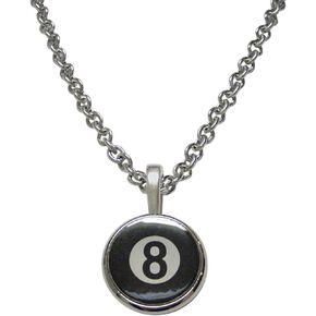 Flat Eight Ball Billiards Pendant Necklace