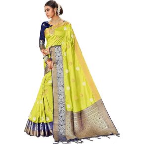 Elina fashion Sarees For Women Banarasi Art Silk l Indian Rakhi Wedding Diwali Gift Sari with Unstitched Blouse