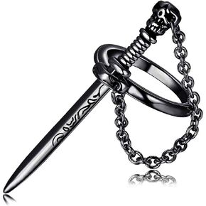 Unique Skull Ring with Removable Sword Stainless Steel Gothic Punk Jewelry for Women