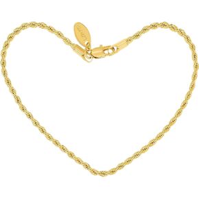 LIFETIME JEWELRY 2mm Rope Chain Bracelet 24k Real Gold Plated for Women and Men