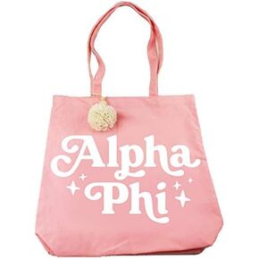 Sorority Shop Alpha Phi Retro Pom Pom Tote Bag