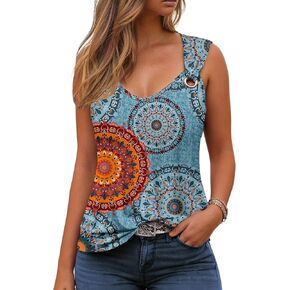 Women Loose Fitting Tank Tops Casual Summer Ladies Scoop Neck Sleeveless Shirts