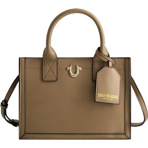 True Religion Tote Bag, Women's Medium Travel Handbag with Adjustable Shoulder Strap and Horseshoe Logo, Taupe