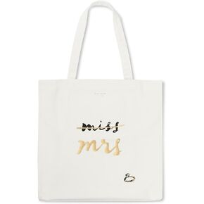 Kate Spade New York Cute Canvas Tote Bag for Women, Canvas Beach Bag, Bridal Book Tote with Pocket, Miss to Mrs