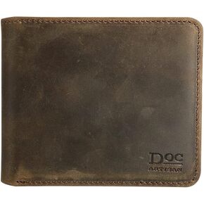 Leather Wallet for Men | 100% Genuine Full Grain Leather Bifold Wallet (Wood)