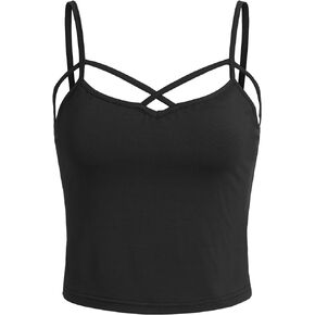 قميص علوي بدون أكمام للسيدات من SweatyRocks بحزام سباغيتي قصير متقاطع