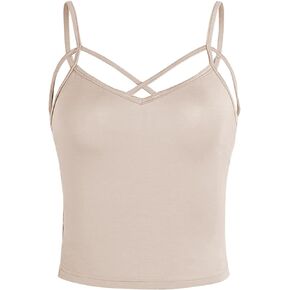 SweatyRocks Women's Spaghetti Strap Crop Top Criss Cross Camisole Tank Tops