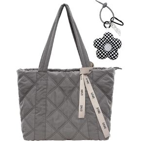 Puffer Quilted Tote Bag for Women Puffy Padded Purse with Zipper Work School Nylon Soft Purse in Kuwait