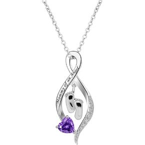 YMHOP Mommy of an Angel Necklace Sterling Silver Created Birthstone Jewelry Sympathy Gift Stillborn Pendant Necklace for Women Mother Mom