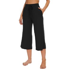 WiWi Women's Capri Pajama Pants Viscose Lounge Casual Bottoms Soft Sleep Capris Pant with Drawstring S-XXL