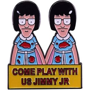 Come Play With Us Jimmy Jr Halloween Tina Belcher Bob's Burgers Cartoon Comedy TV Show Twins Mashup 1.4" Enamel Pin Badge