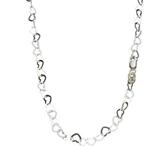 Flat Heart Sterling Silver Nickel Free Chain Necklace Italy 20 inch