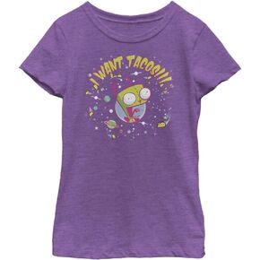 Nickelodeon Invader Zim I Want Tacos Girls Short Sleeve Tee Shirt
