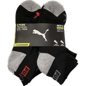 PUMA 6 PAIRS TRAINING QUARTER CREW MEN SOCKS SHOW 8-12