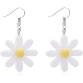 Daisy Earrings for Women Cute Daisy Flower Dangle Earrings White Yellow Sunflower Floral Earrings Jewelry for Girls