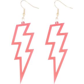 Vintage Acrylic Lightning Bolt Neon Earrings for Women Girls Punk Retro Colorful Hollow Geometry Flash Thunder Weather Nature Lightweight Dangle Drop Earrings for 70's 80's Party Halloween Fashion Jewelry Gifts