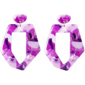 Acrylic Hexagon Drop Earrings for Women Geometric Statement Earrings Colorful Resin Earrings for Girls