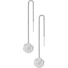 555Jewelry Womens Long Dangle Drop Dainty Flower Threader String Earrings
