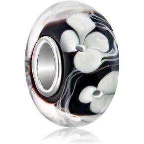 925 فضة سحرية زهرة سوداء لامبورك مورانو خرز زجاجي صناعي لسوار ساحر... in Kuwait