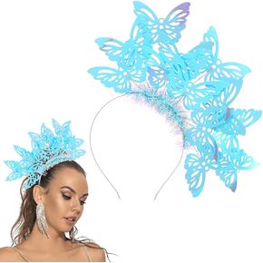 Fstrend Butterfly Headband Sequins Hairband Cosplay Crown Monarch Costume Tea Party Fascinators Headpiece for Women