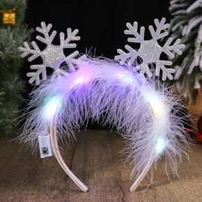 Catery Christmas LED Headband Snowflake Light Up Headband Xmas Hair Hoop Holiday Sparkle Hair Accessoriess for Women Girls