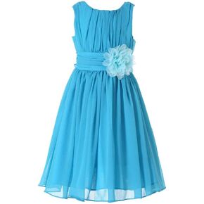 Bow Dream Junior Bridesmaids Little Girls Elegant Ruffle Chiffon Summer Flowers Girls Dresses