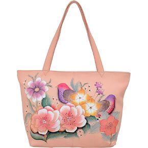 Anna by Anuschka Women Hand Painted Genuine Leather Large Tote - Vintage Garden