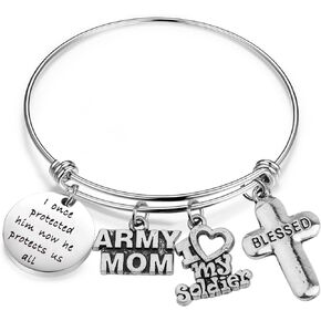 Gzrlyf Military Mom Bracelets I Once Protected Him Now He Protects Us All Mom Gifts for Army Mom Air Force Mom Navy Mom