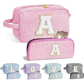 YOOLIFE Gifts for Women Girls - Christmas Gifts for Women 2024, Stocking Stuffers for Teens, Personalized Birthday Gifts for Women Her Mom Friend Bridesmaid Girlfriend Teacher, Initial Makeup Bag A