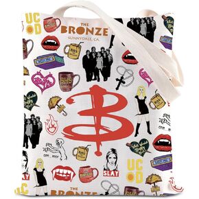 ENSIANTH BTVS Inspired Gift Vampire Slayer Movie Lover Tote Bag Buffy Vampire Fans Gift BTVS Merchandise Vampire Tote Bag