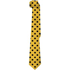 DOINBEE Men's Polka Dot Necktie Black Dots on Yellow Neck Ties for Men, Funny Novelty Polyester Necktie for Wedding Party Meeting Outfit