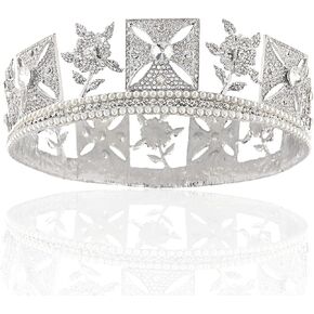 Retro Rhinestone Pearl King Queen Crown Full Circle Crown Wedding Headdress For Birthday Party Prom Cosplay