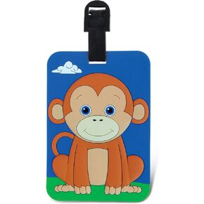 Puzzled Monkey Luggage Tag - Unique Fun Safari Zoo Animal Novelty Travel Tags for Luggage, Cute Wild Life Travel ID Identification Label for Suitcase, Backpack & Sports Bag - Tags for Men & Women
