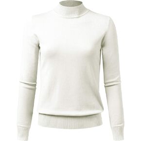 Women's Mock Neck Long Sleeve Solid Basic Soft Stretch Pullover Knit Sweater