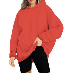 FANCYINN Women Solid Pullover Hoodie Oversized Drop Shoulder Long Sleeve Athletic Sweatshirt Fleece Casual Y2K Fall Clothes