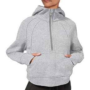 REIOASUD Womens Half Zip Cropped Sweatshirts Pullover Fleece Quarter Zipper Hoodies Winter Clothes Sweaters Thumb Hole