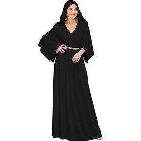 KOH KOH Womens Long Elegant V-Neck Batwing Sleeve Cocktail Kaftan Maxi Dress in Kuwait