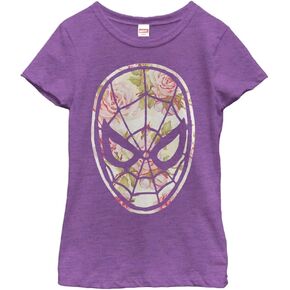 Marvel girls Marvel Classic Light Floral Spidey Short Sleeve Tee T Shirt, Purple Berry, X-Small US