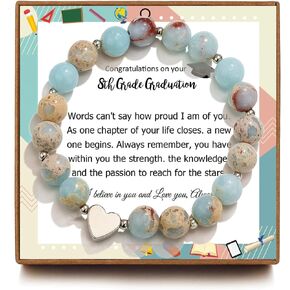 OFGOT7 8th Grade Graduation Gifts Ideas, Graduation Gifts for Girls, Heart Green Charm Bracelet 8th Grade Gifts for Girls, 8th Grade Graduation Gifts for Girls, Adjustable Length from 4-10 inches